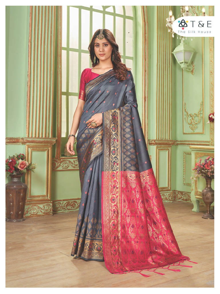 T And E Anika Silk Colors Party Wear Sarees Catalog